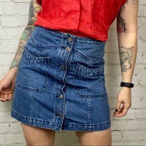 Free People High waisted Denim 70s Skirt 4 small